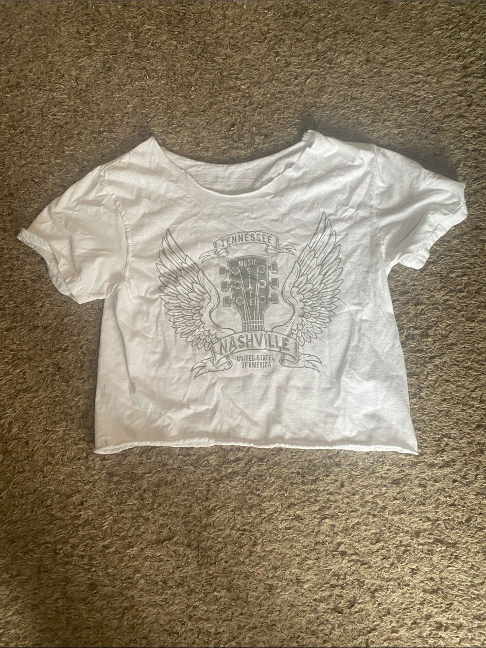 Girls' White Nashville Graphic Crop Tee